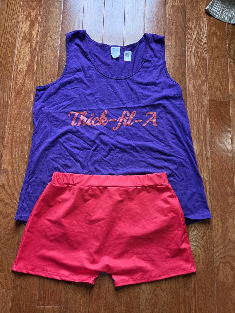 Purple Tank Top And Red Short "Thick-fil-A"